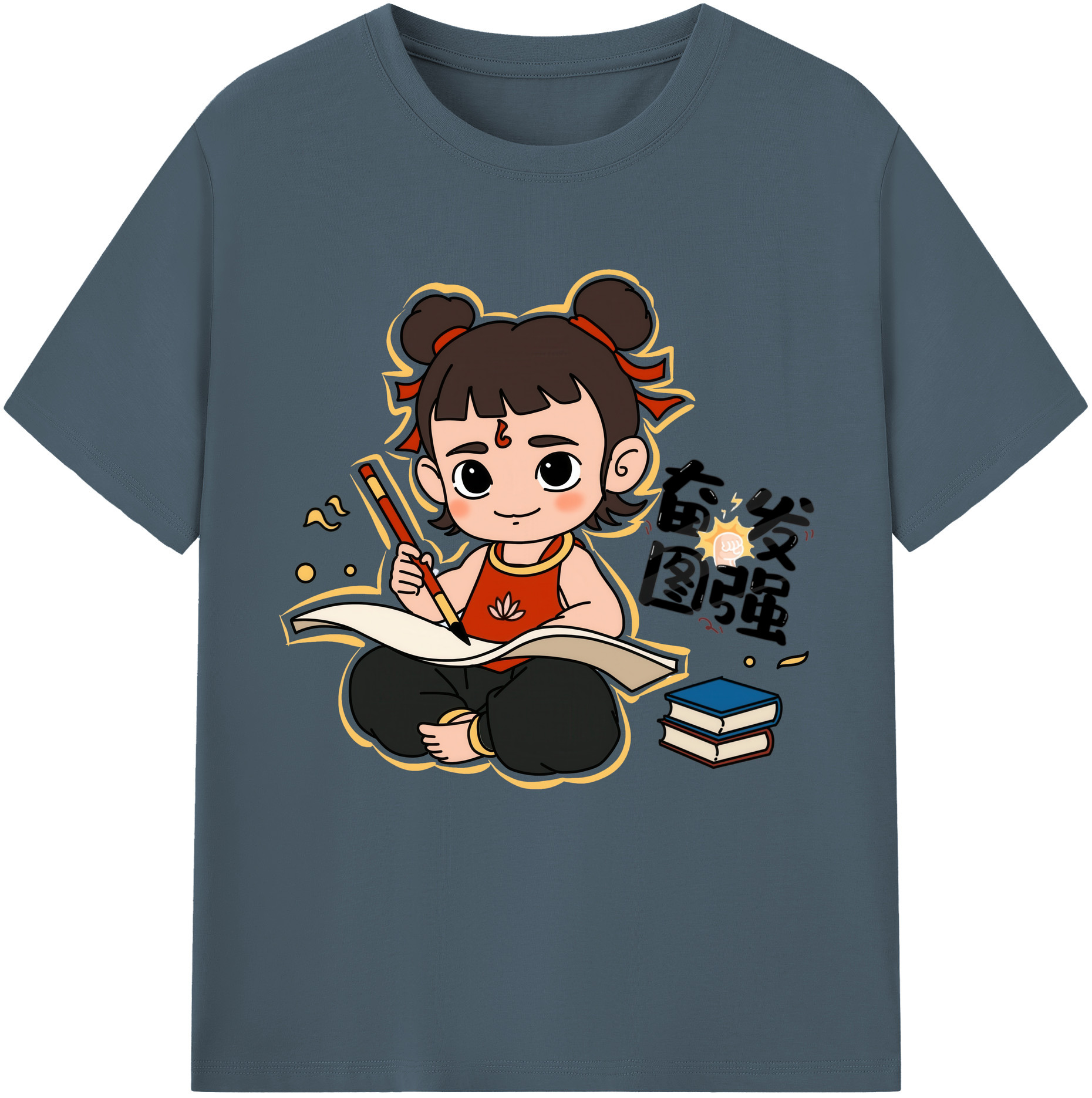 （画像用） Ne Zha 2 ナタ 魔童の大暴れ 綿100％半袖Tシャツ（フロントプリント）